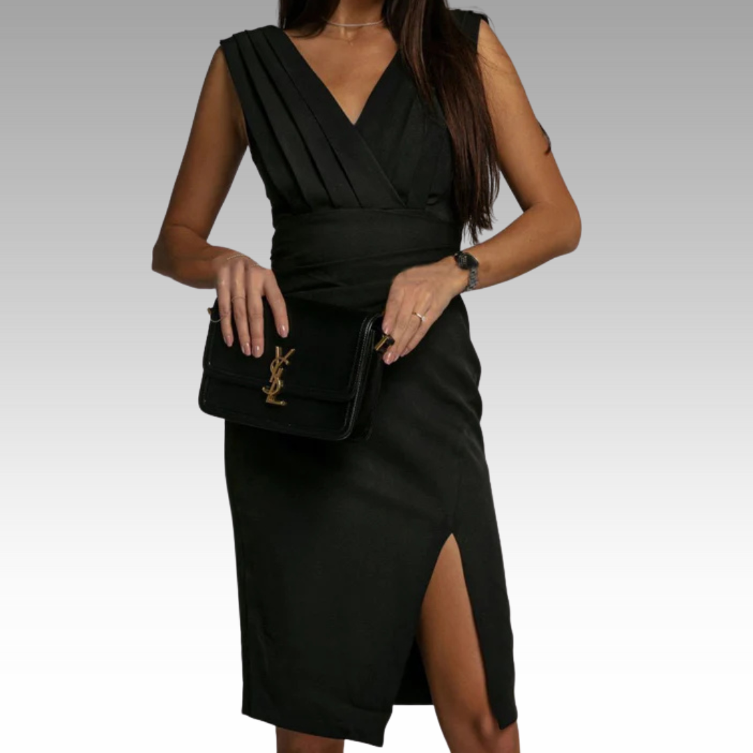 Regalia™ – Elegantes Figurbetontes Kleid mit V-Ausschnitt und Schlitz