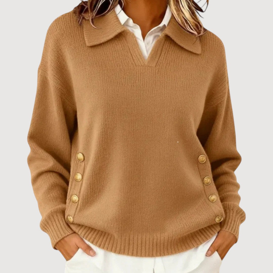 Alpenfeld | Strickpullover mit V-Ausschnitt und Kragen