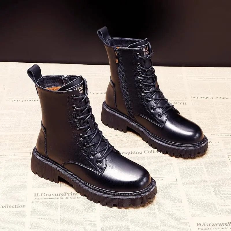 Alpenfeld™ | Elegante Winterstiefel aus schwarzem Leder