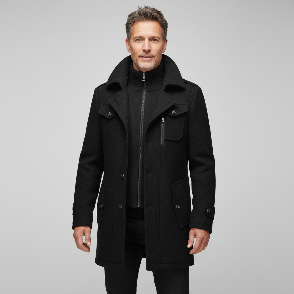 Alpenfeld | Luxuriöser Doppelkragen-Trenchcoat für Herren