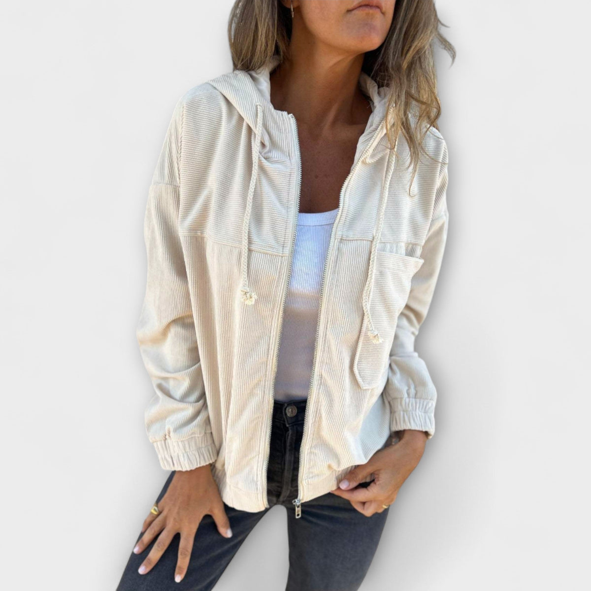 Alpenfeld™ | Ella – Kapuzenjacke aus Cord mit Reißverschluss