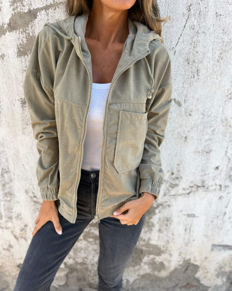 Alpenfeld | Cordjacke mit Reißverschluss und Kapuze