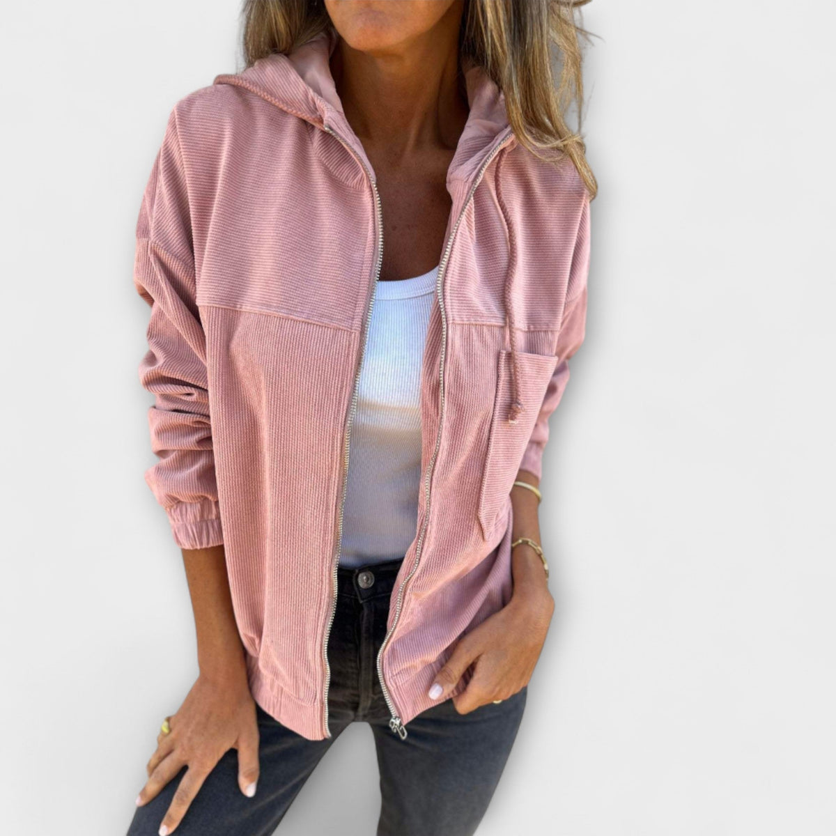 Alpenfeld™ | Ella – Kapuzenjacke aus Cord mit Reißverschluss