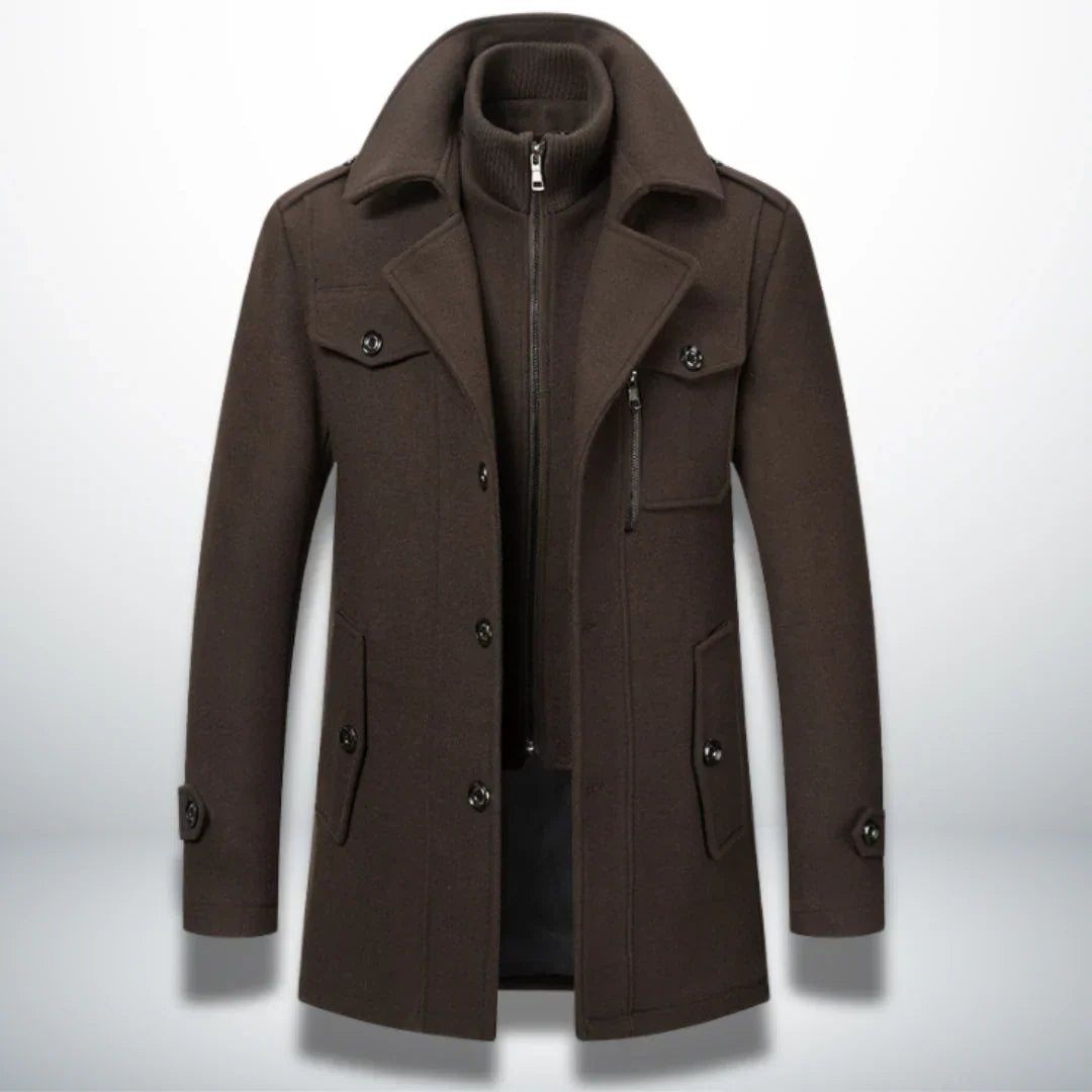 Alpenfeld | Luxuriöser Doppelkragen-Trenchcoat für Herren