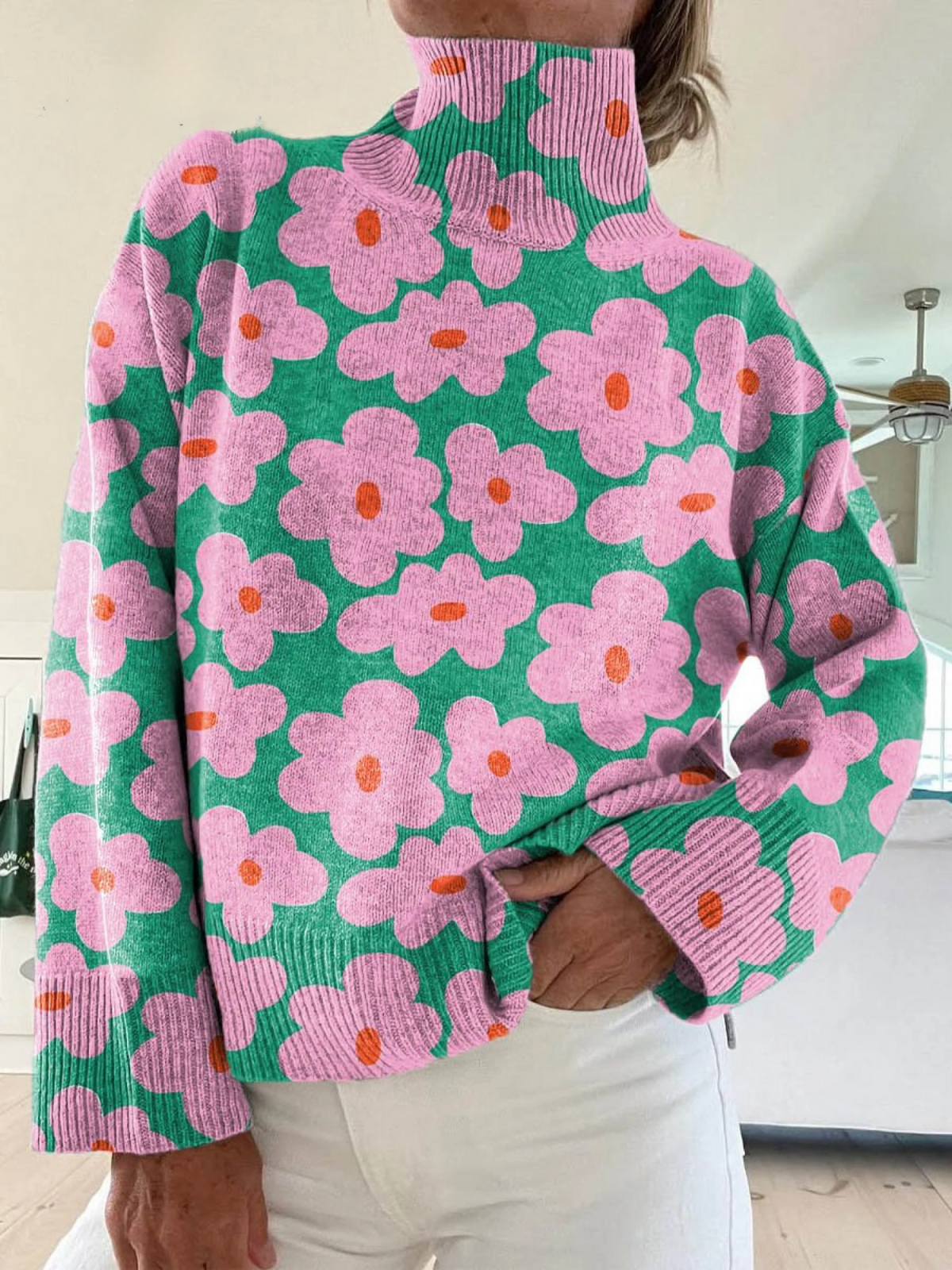 Alpenfeld | Rollkragenpullover mit Blumenmuster (1 kaufen, 1 GRATIS dazu)