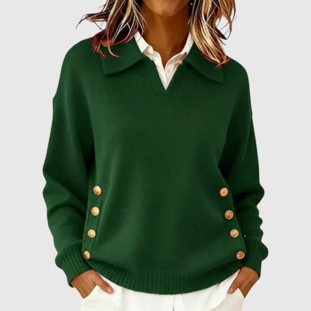 Alpenfeld | Strickpullover mit V-Ausschnitt und Kragen