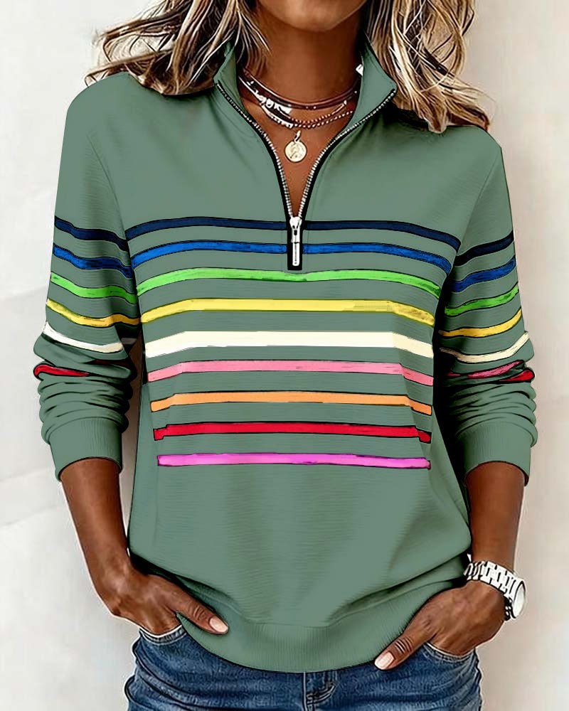 Alpenfeld | Gestreifter Pullover mit Viertel-Reißverschluss (1 Kaufen, 1 GRATIS dazu)