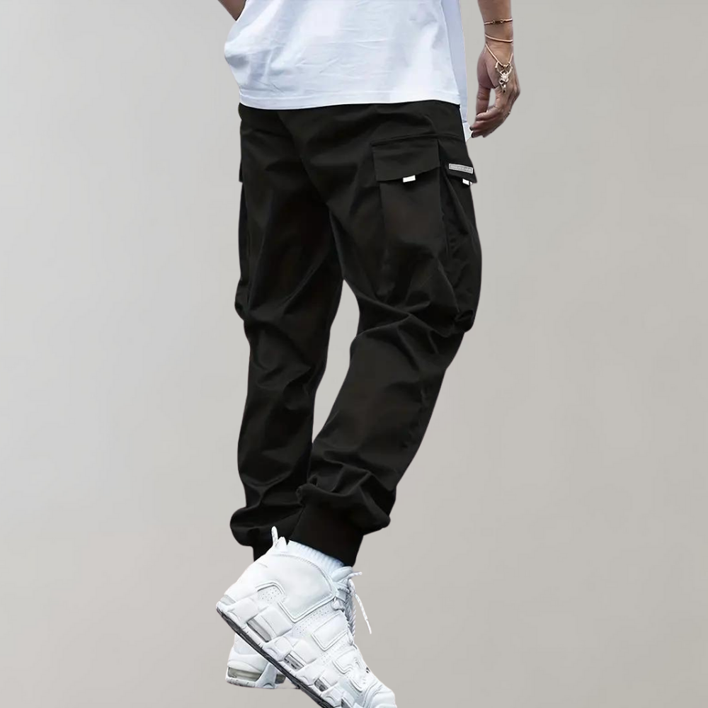 Alpenfeld™ | Herren Cargo Jogginghose – Lila Streetwear-Hose mit Reißverschlusstaschen & Bündchen