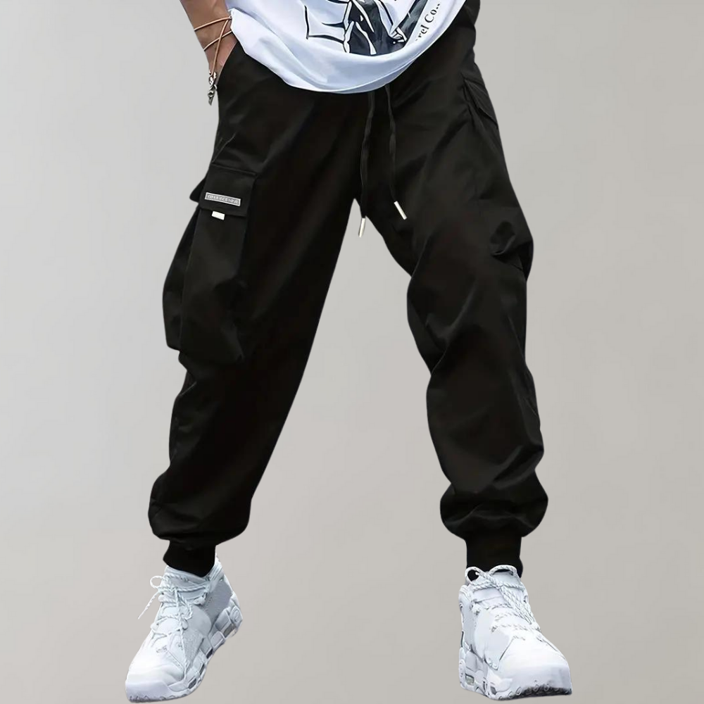 Alpenfeld™ | Herren Cargo Jogginghose – Lila Streetwear-Hose mit Reißverschlusstaschen & Bündchen