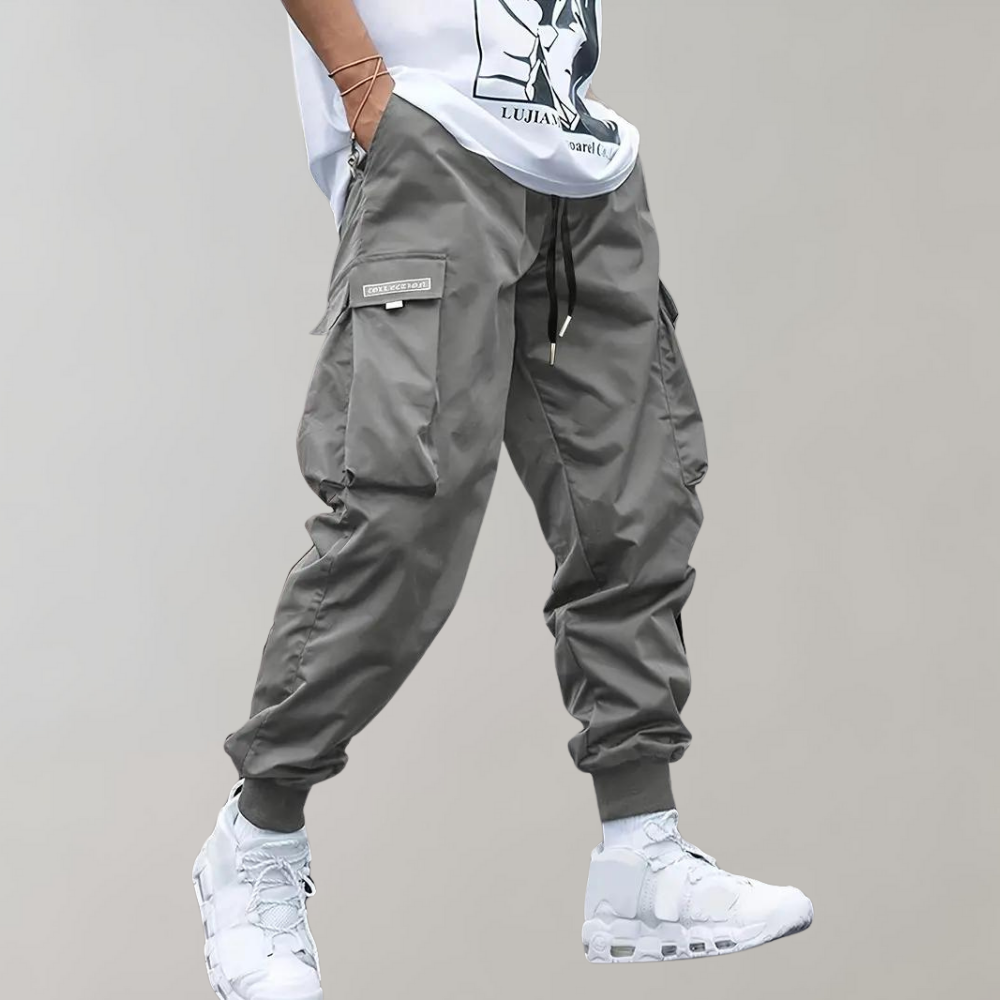 Alpenfeld™ | Herren Cargo Jogginghose – Lila Streetwear-Hose mit Reißverschlusstaschen & Bündchen