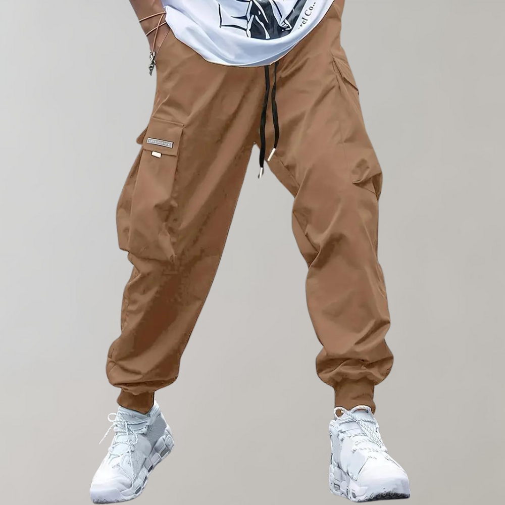 Alpenfeld™ | Herren Cargo Jogginghose – Lila Streetwear-Hose mit Reißverschlusstaschen & Bündchen