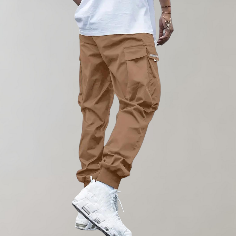 Alpenfeld™ | Herren Cargo Jogginghose – Lila Streetwear-Hose mit Reißverschlusstaschen & Bündchen