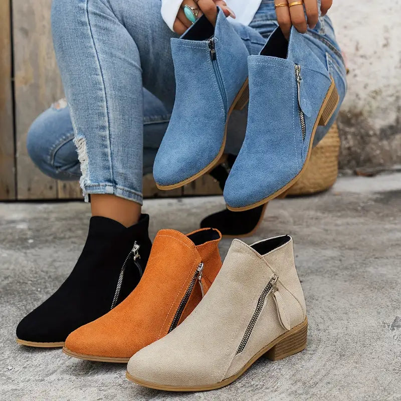 Alpenfeld™ | Trendige Wildlederstiefel mit Absatz