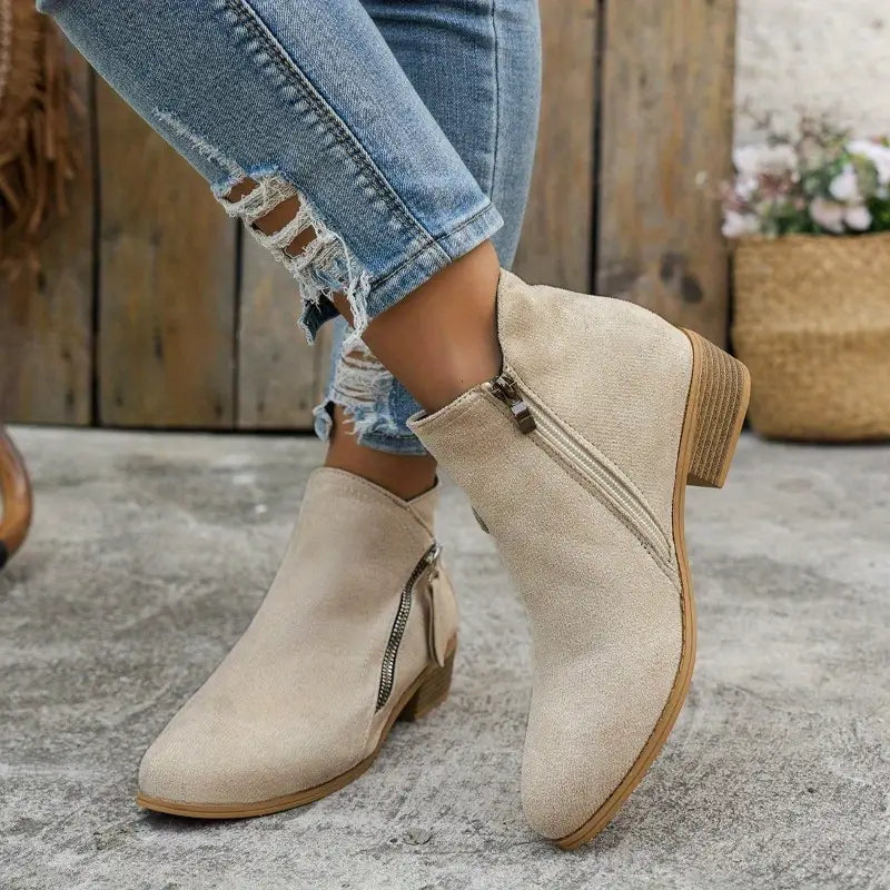 Alpenfeld™ | Trendige Wildlederstiefel mit Absatz