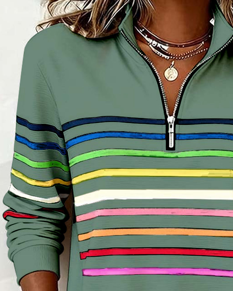 Alpenfeld | Gestreifter Pullover mit Viertel-Reißverschluss (1 Kaufen, 1 GRATIS dazu)