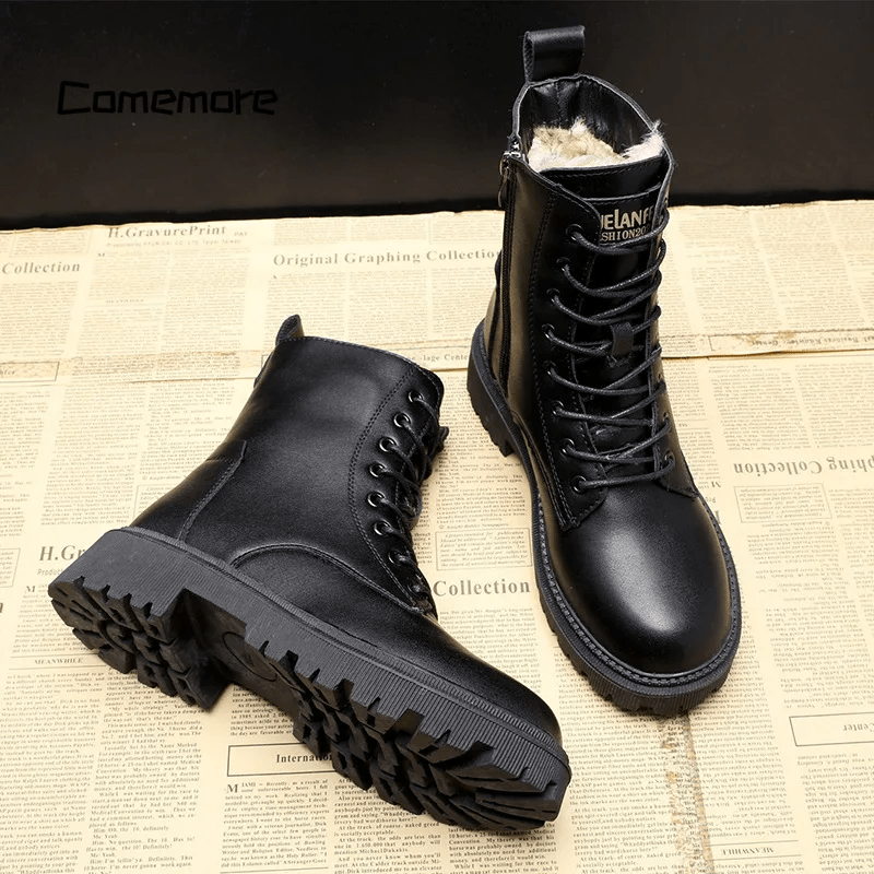 Alpenfeld™ | Elegante Winterstiefel aus schwarzem Leder