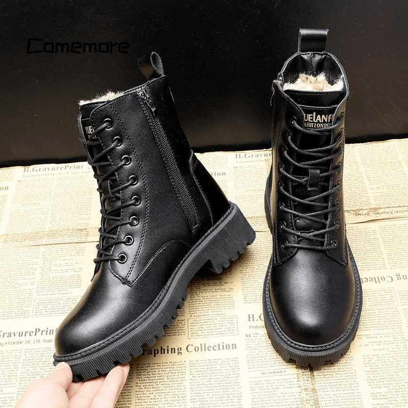 Alpenfeld™ | Elegante Winterstiefel aus schwarzem Leder