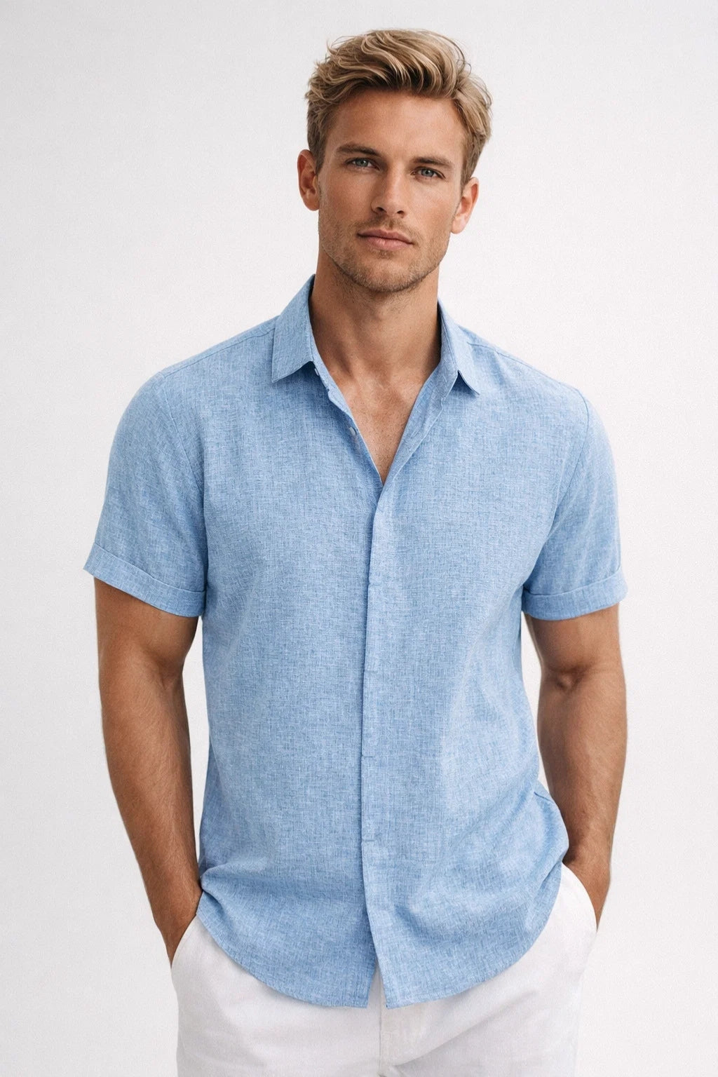 Sommerfeld | Kurzarm-Leinenhemd für Herren (1 kaufen, 1 GRATIS dazu)