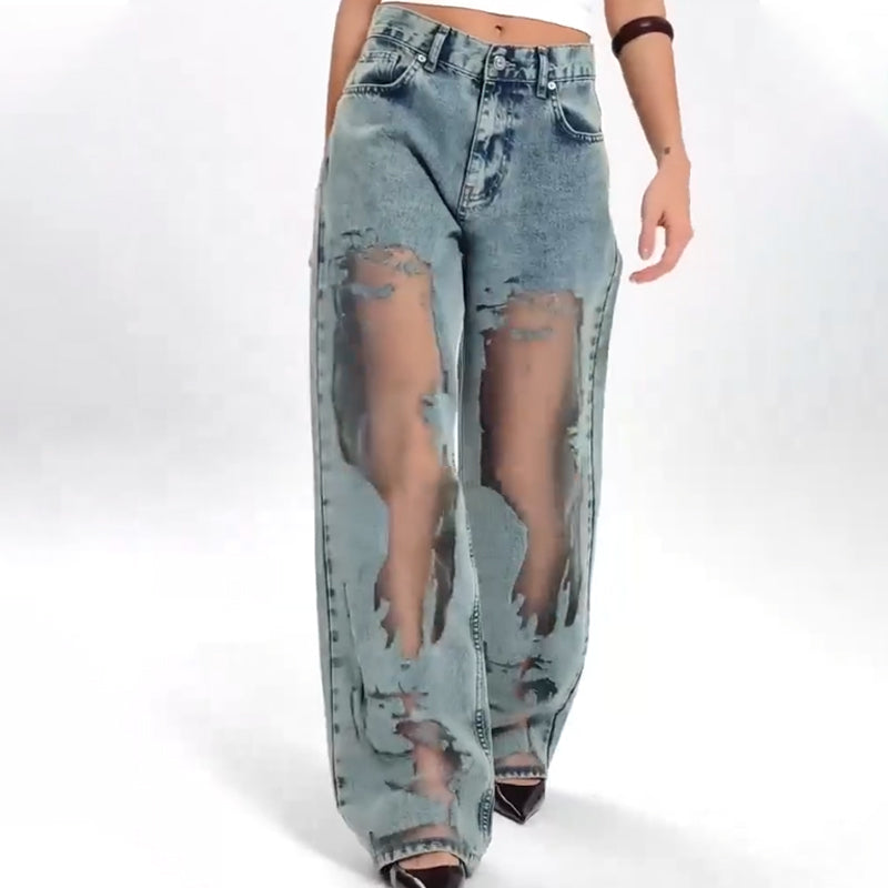 Alpenfeld | JEANS MIT VINTAGE MESH PATCHWORK PRINT