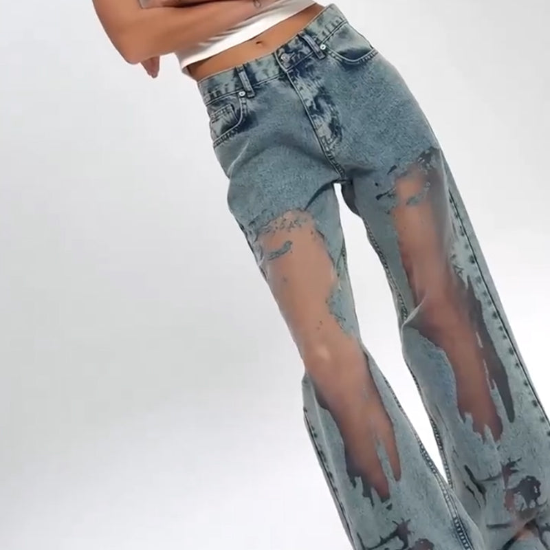 Alpenfeld | JEANS MIT VINTAGE MESH PATCHWORK PRINT