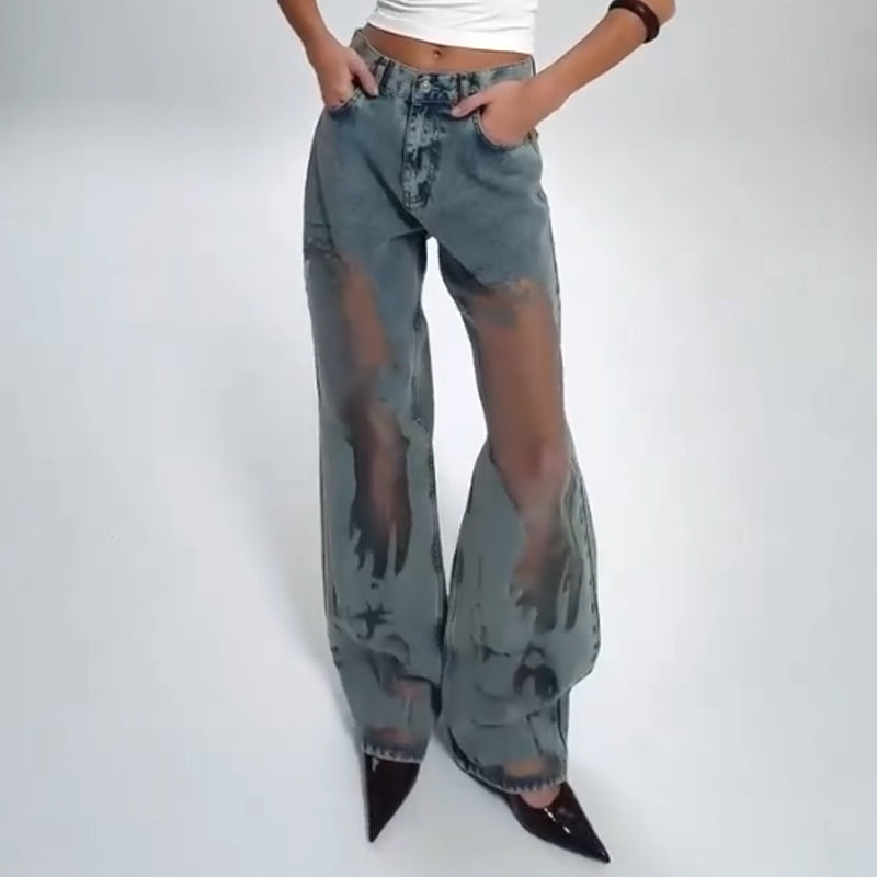 Alpenfeld | JEANS MIT VINTAGE MESH PATCHWORK PRINT